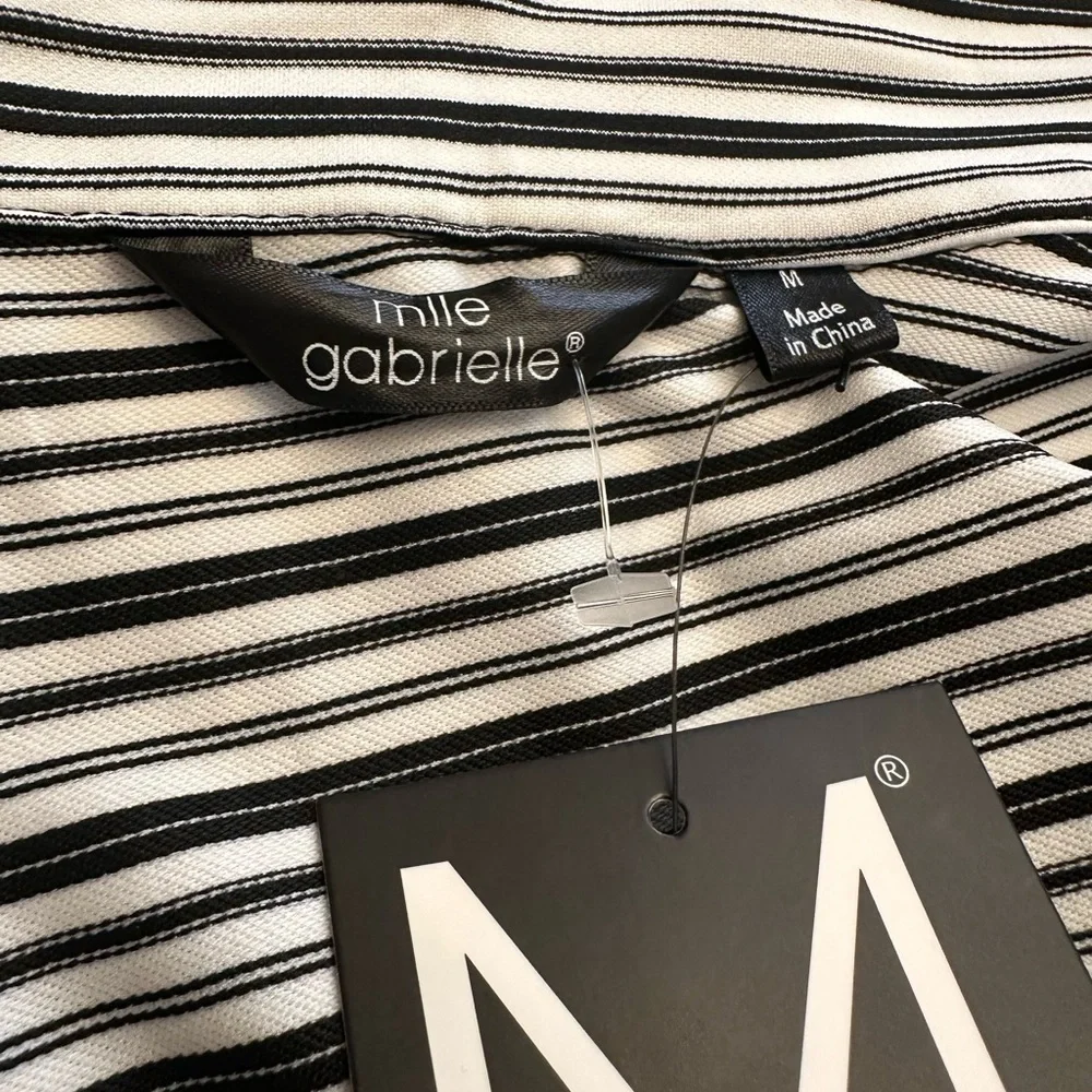 Mlle Gabrielle Black and Tan Belted Shirt Dress NWT - Picture 4 of 7